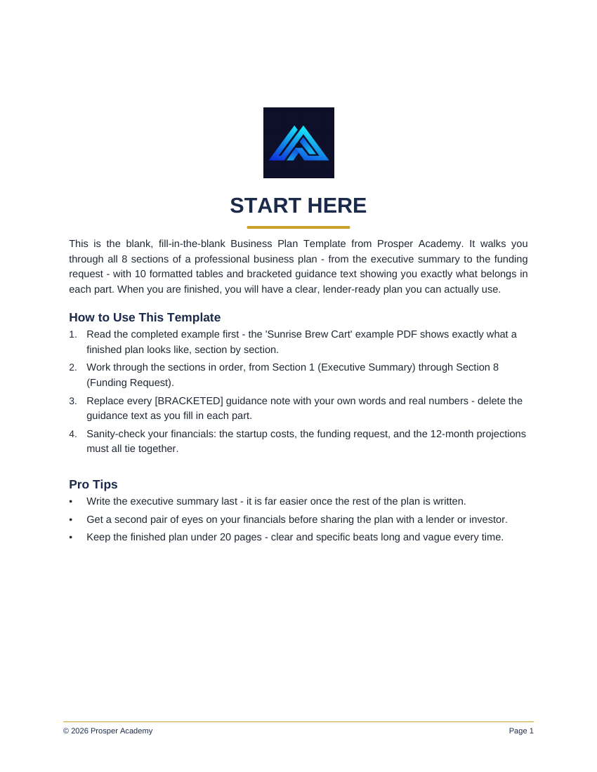 Business Plan Template