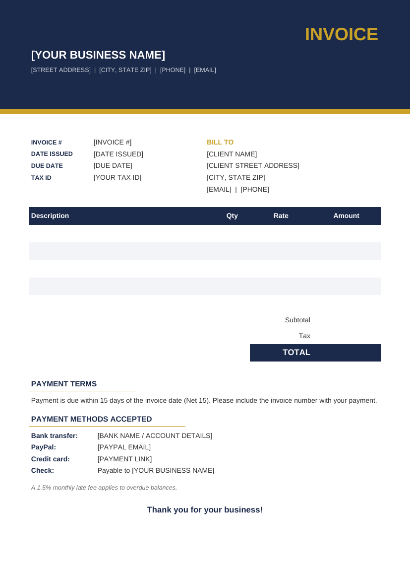 Freelancer Invoice Templates